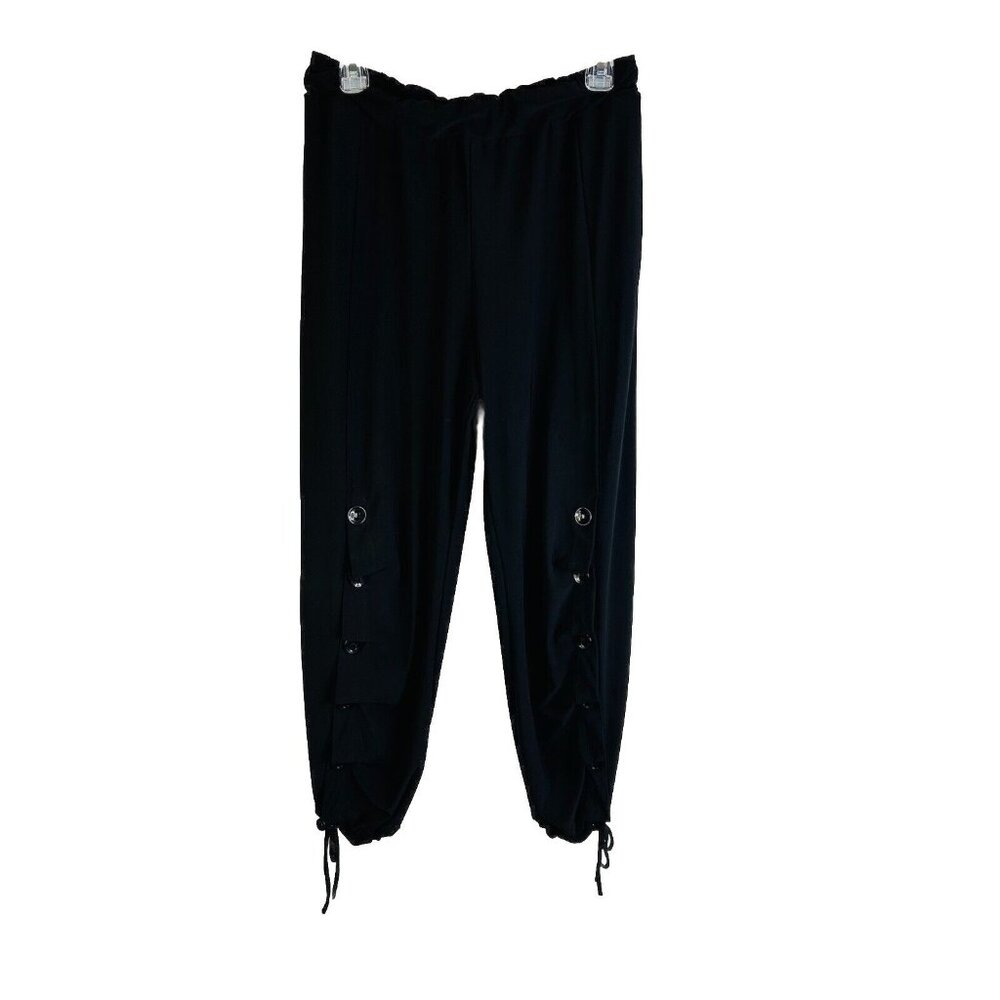 I.C. Connie K Black Pull On Harem Joggers Jogger Pants USA